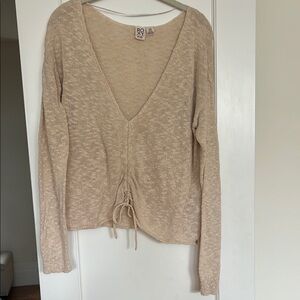 Roxy Women's Knit V Neck Ruched Tie Sweater